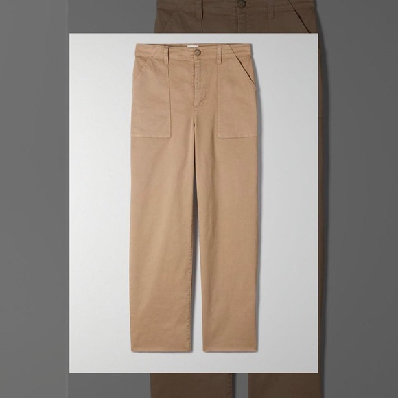 Aritzia Sunday Best Genevieve Wide Leg Cropped Pants Brown Size 10 Utility - Picture 15 of 15